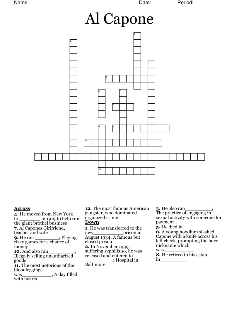 Al Capone Crossword