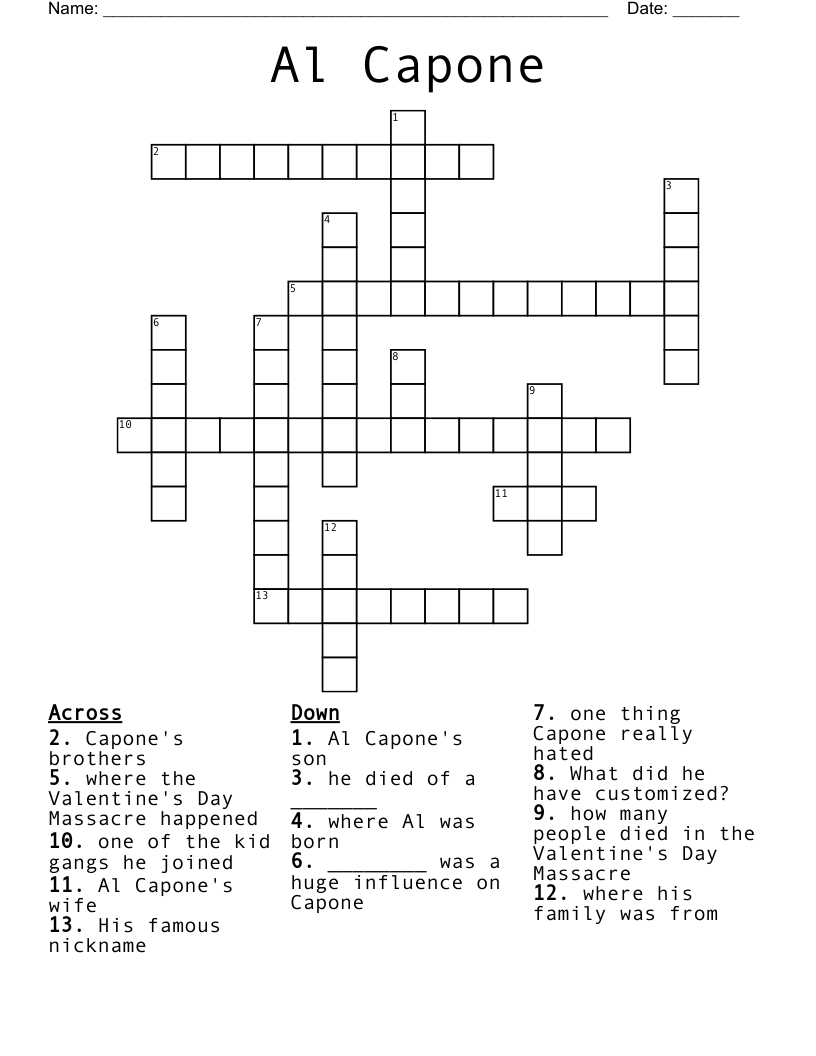 Al Capone Crossword