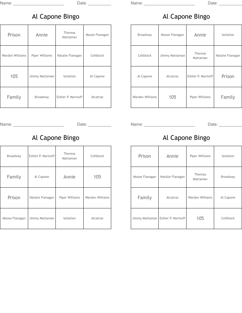 Al Capone Bingo