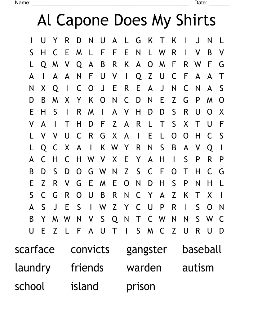 Al Capone Does My Shirts Word Search