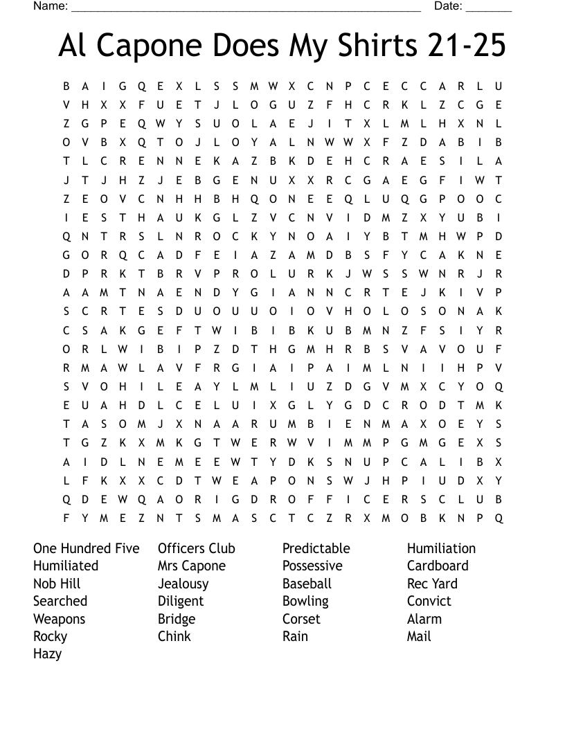 Al Capone Does My Shirts 21-25 Word Search