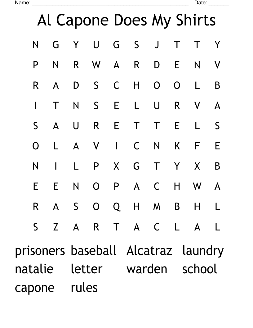 Al Capone Does My Shirts Word Search