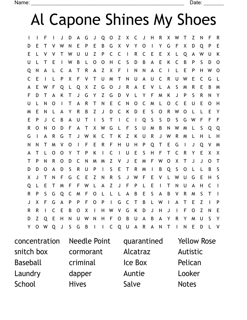 Al Capone Shines My Shoes Word Search