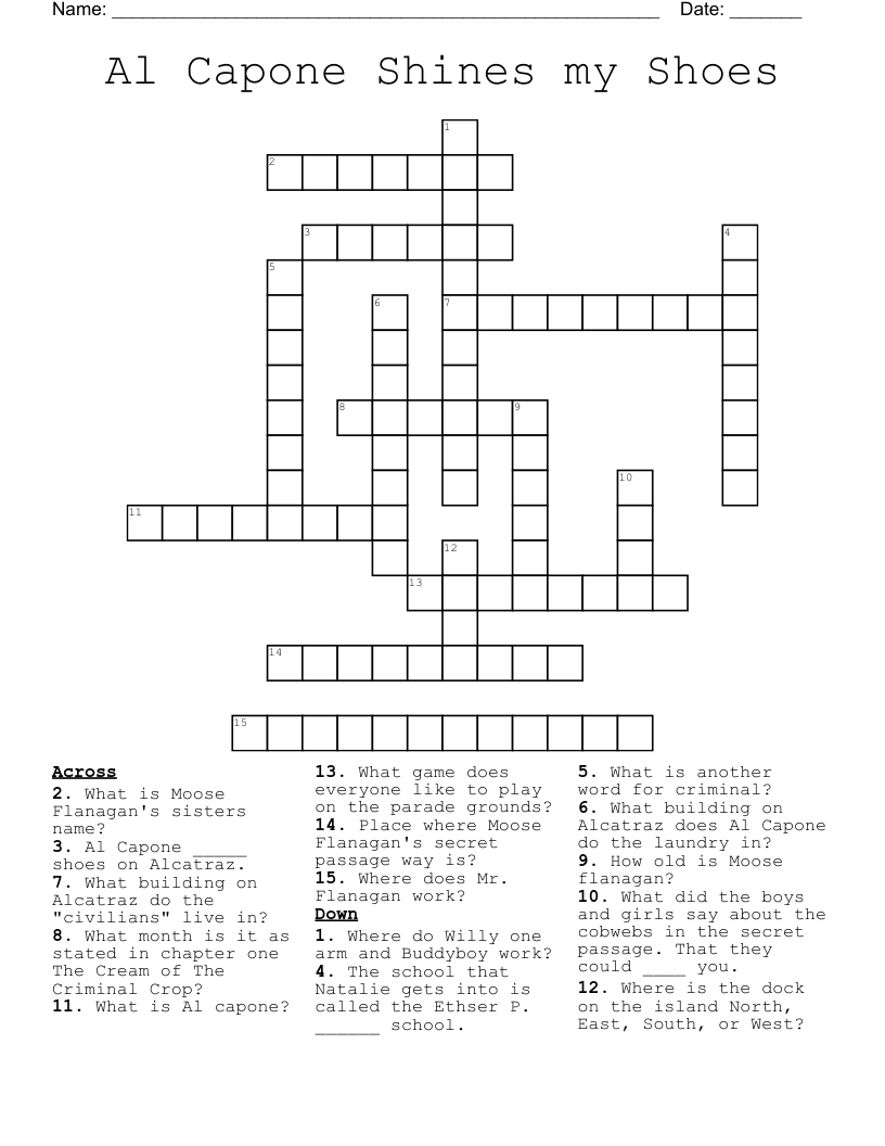 Al Capone Shines my Shoes  Crossword