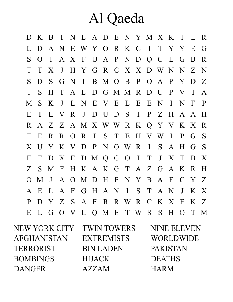 Al Qaeda Word Search