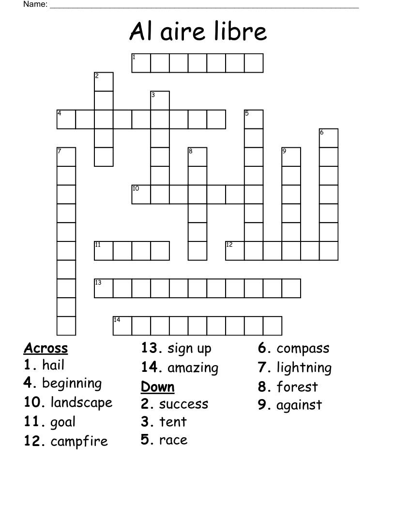 Al aire libre Crossword