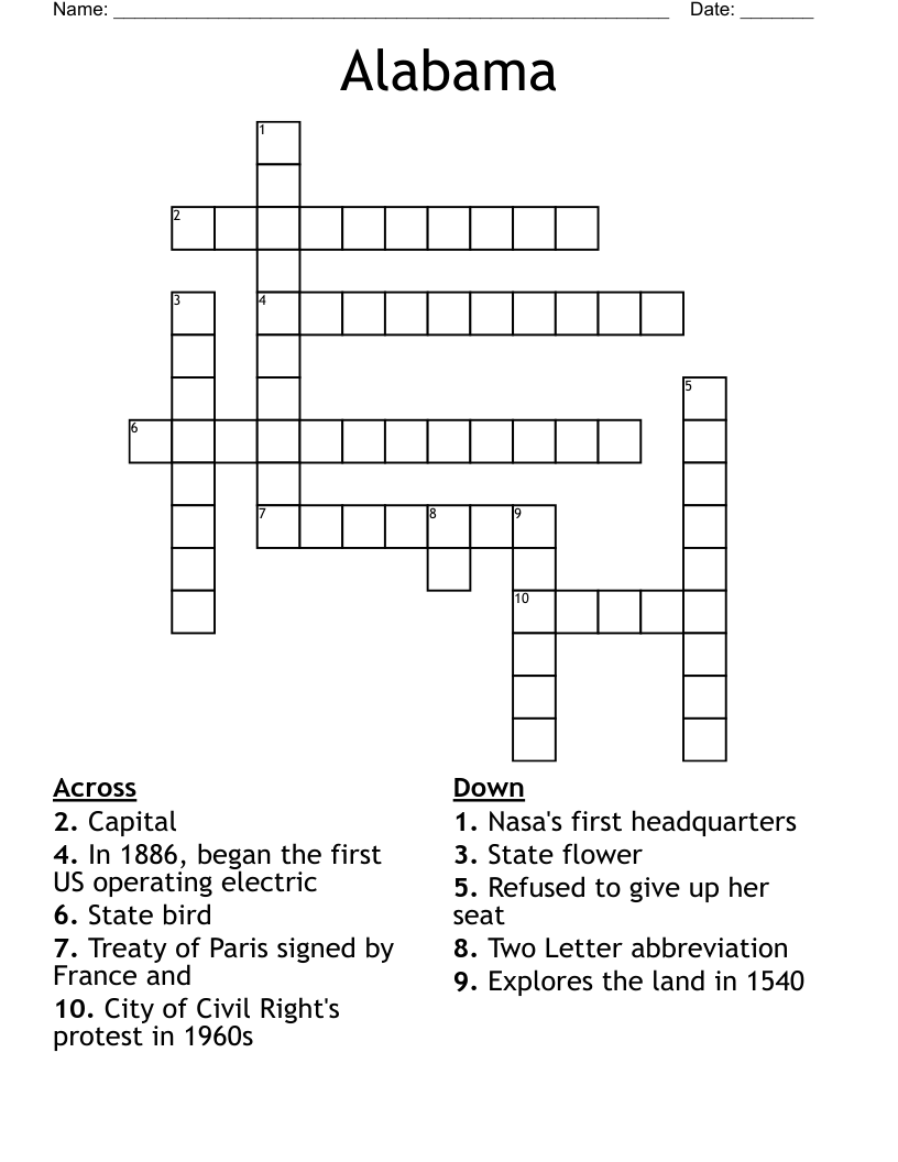 Alabama Crossword