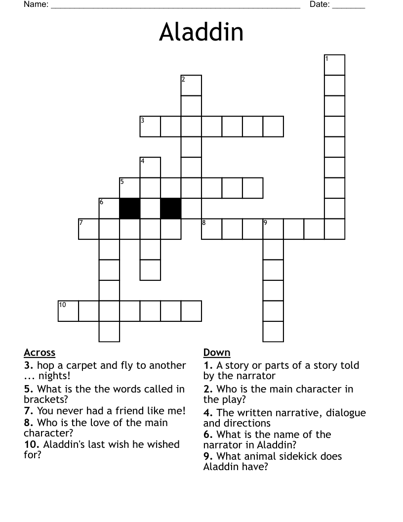 Aladdin Crossword