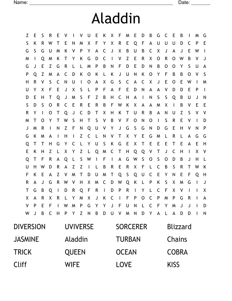 Aladdin Word Search