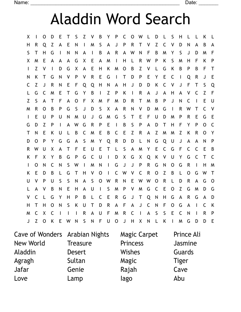Aladdin Word Search