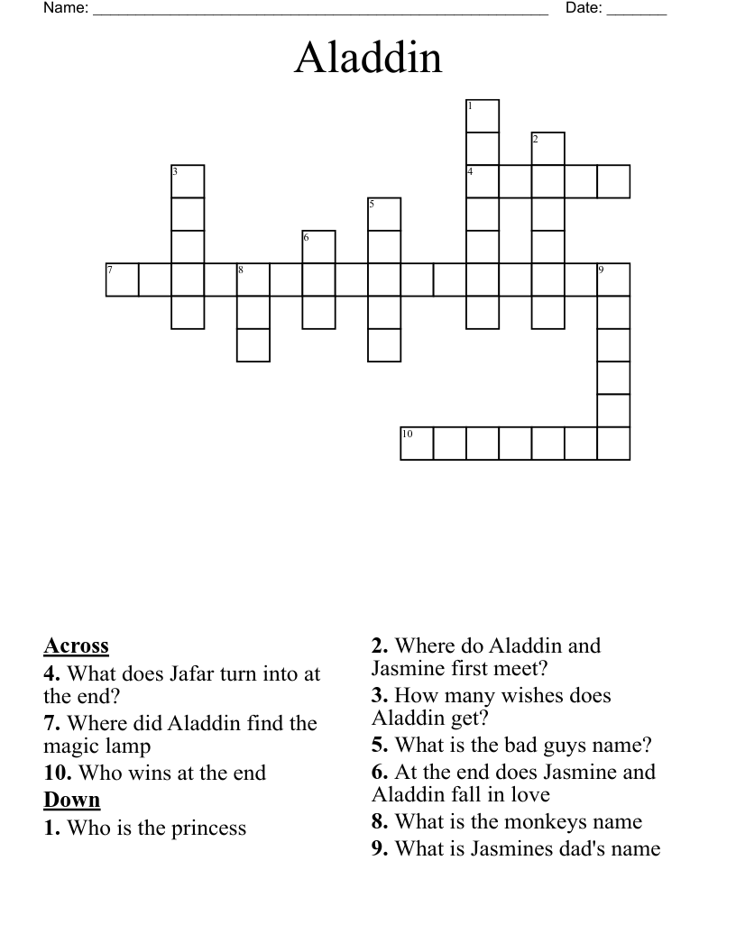 Aladdin  Crossword