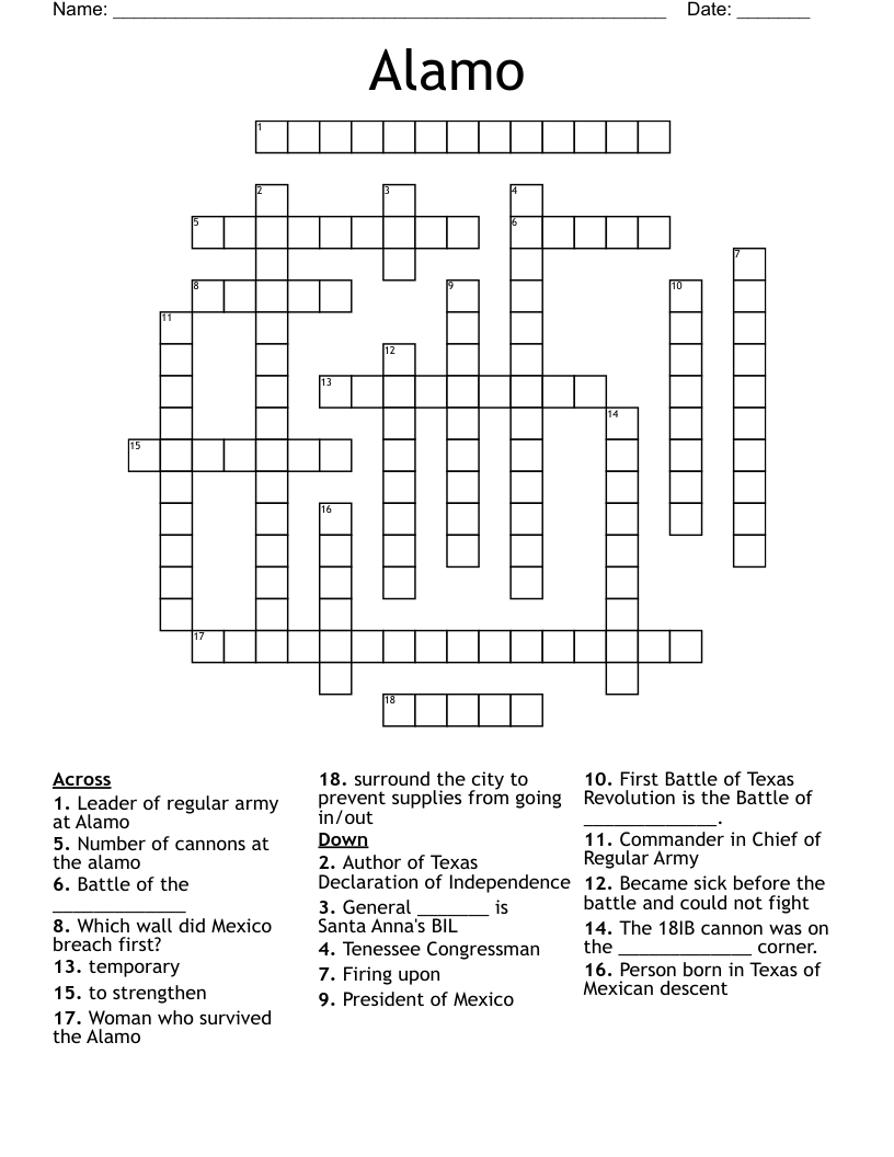 Alamo Crossword