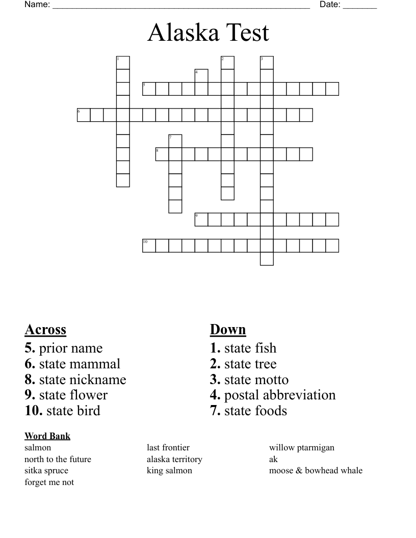 Alaska Test Crossword