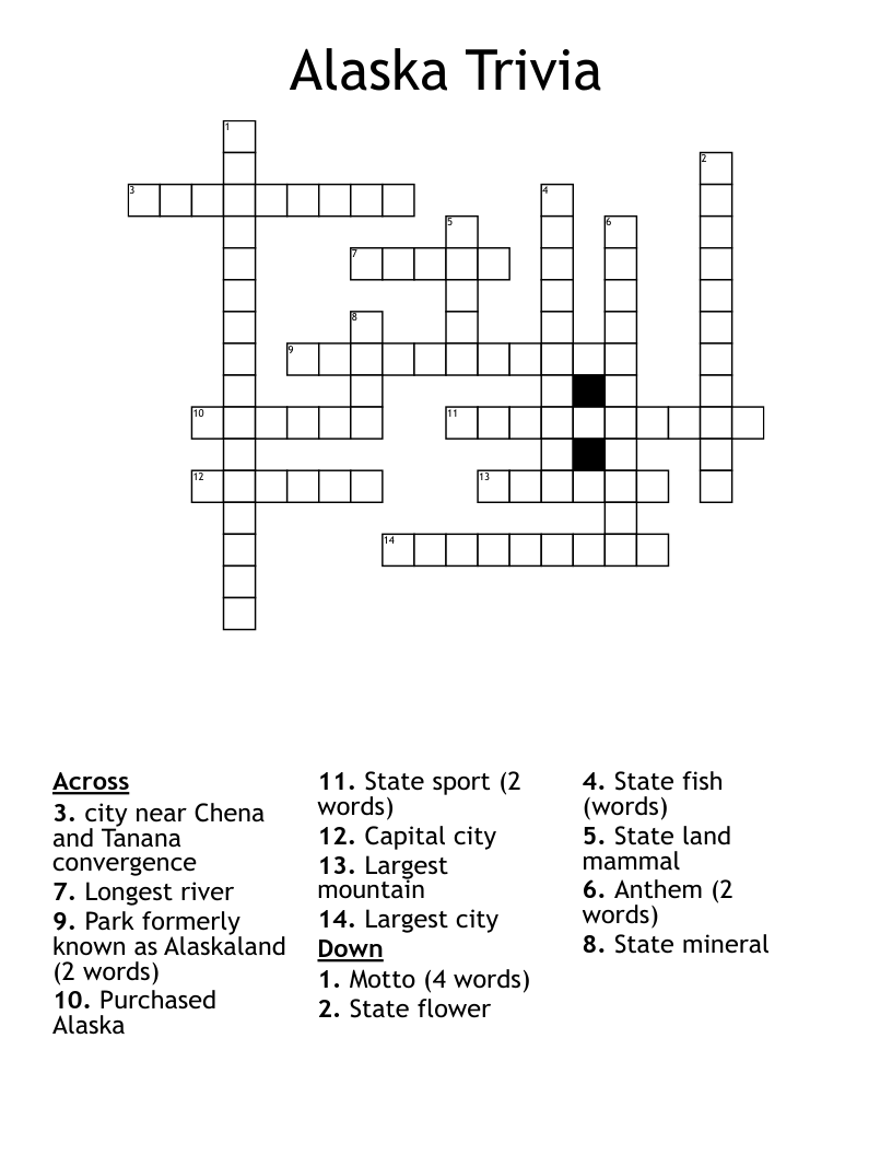Alaska Trivia  Crossword