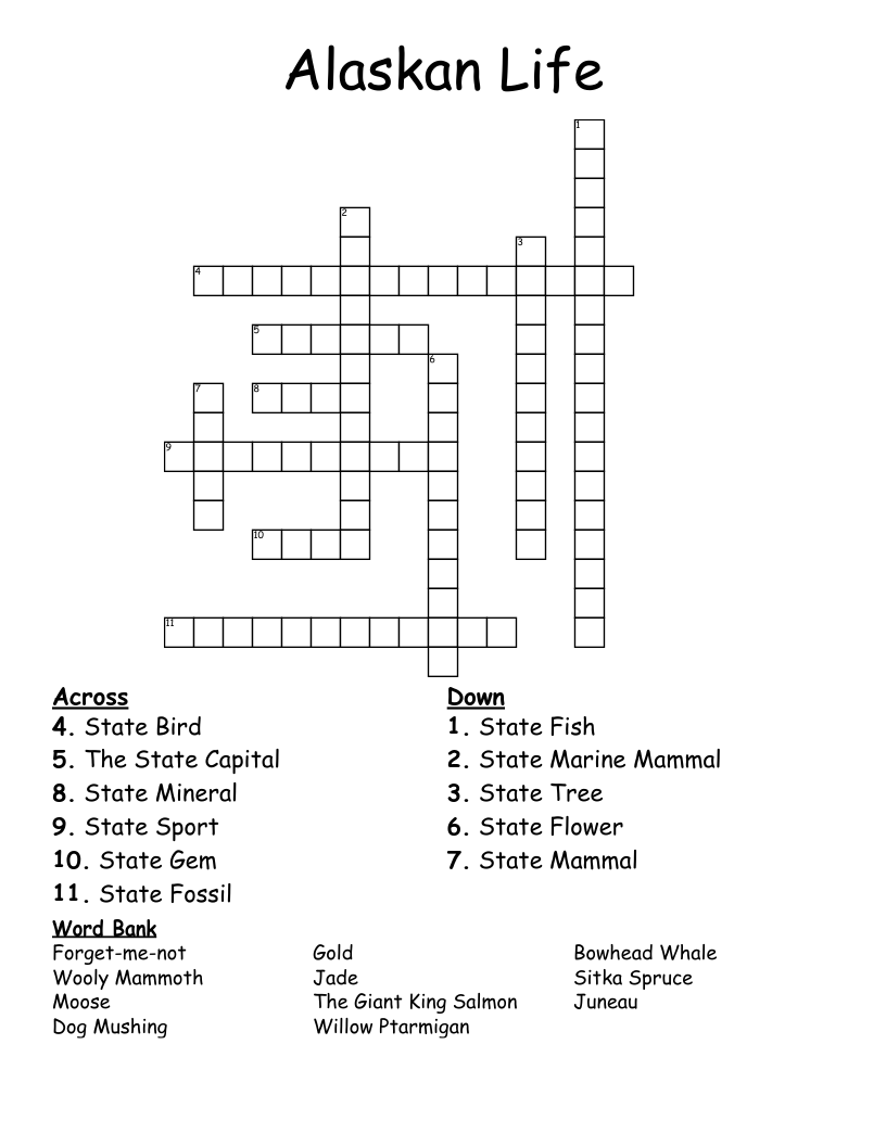 Alaskan Life Crossword