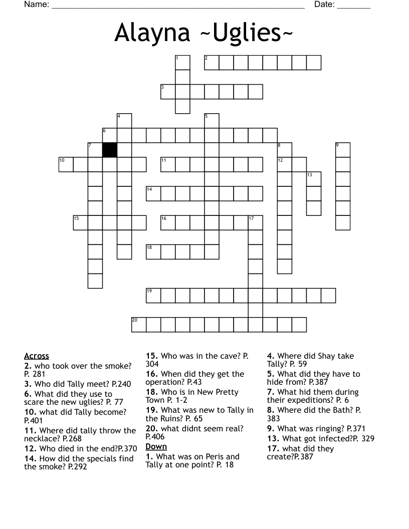 Alayna ~Uglies~ Crossword