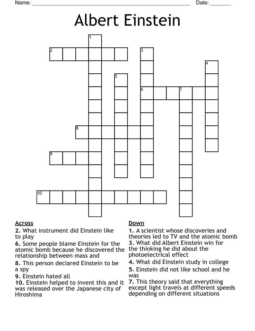 Albert Einstein Crossword