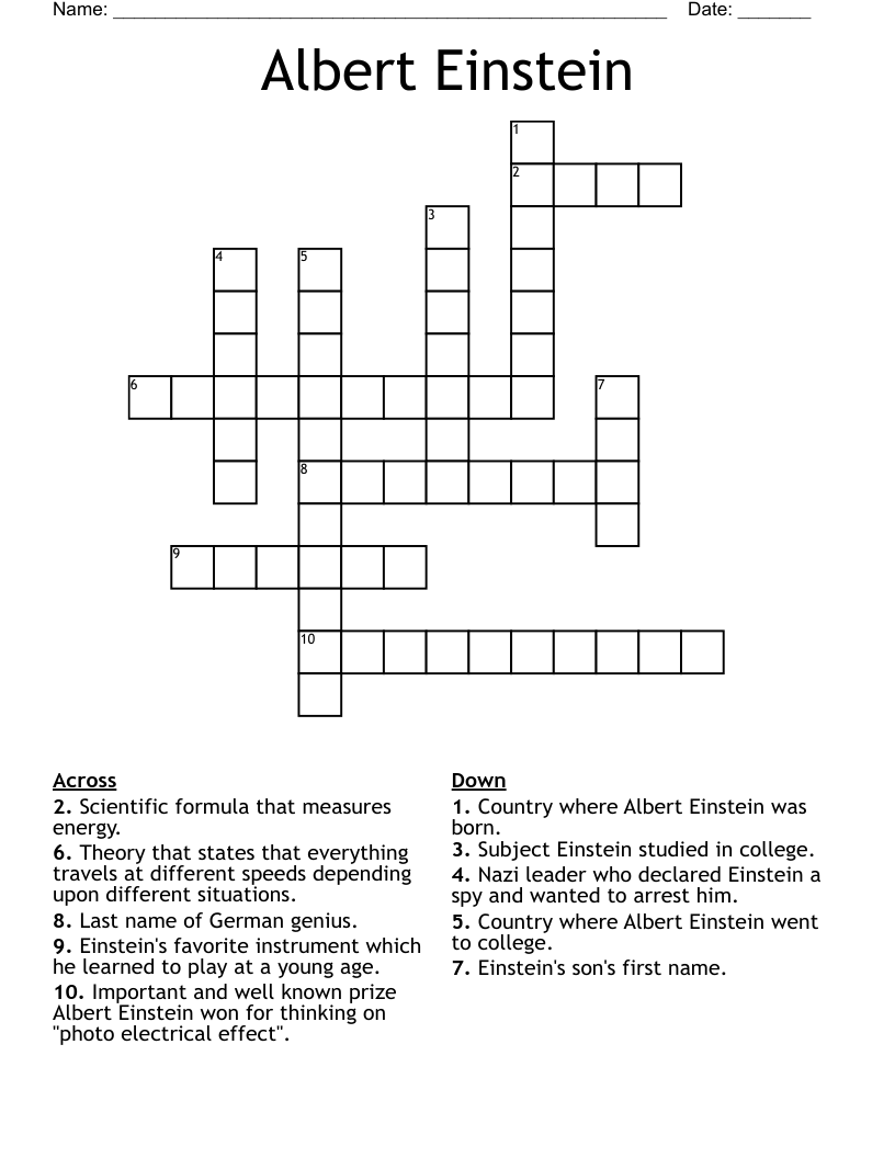 Albert Einstein Crossword