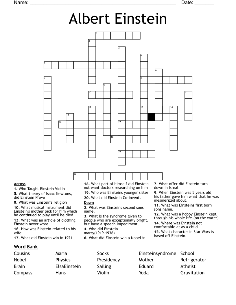 Albert Einstein Crossword