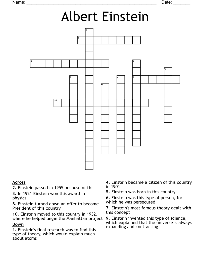 Albert Einstein Crossword