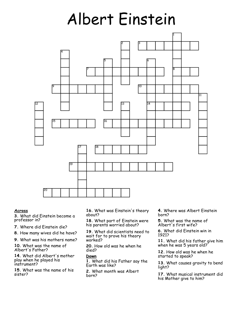 Albert Einstein Crossword