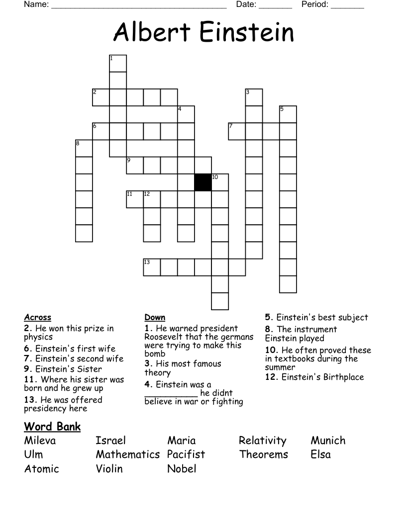 Albert Einstein Crossword