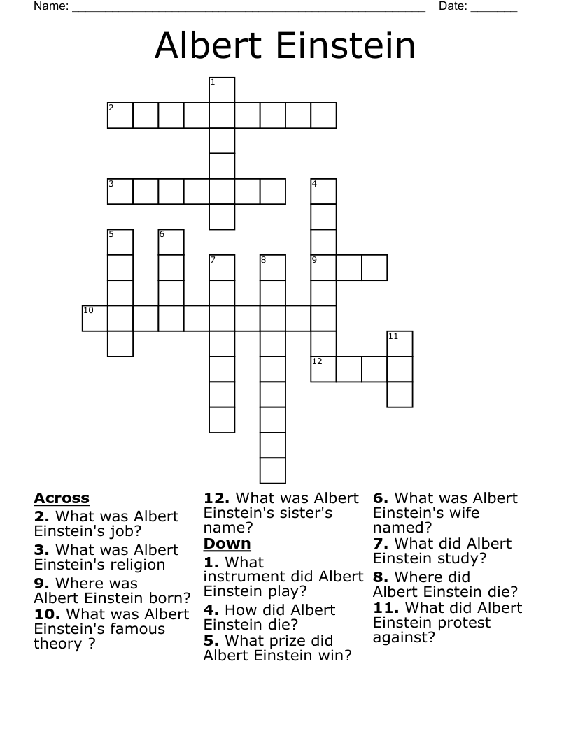 Albert Einstein  Crossword
