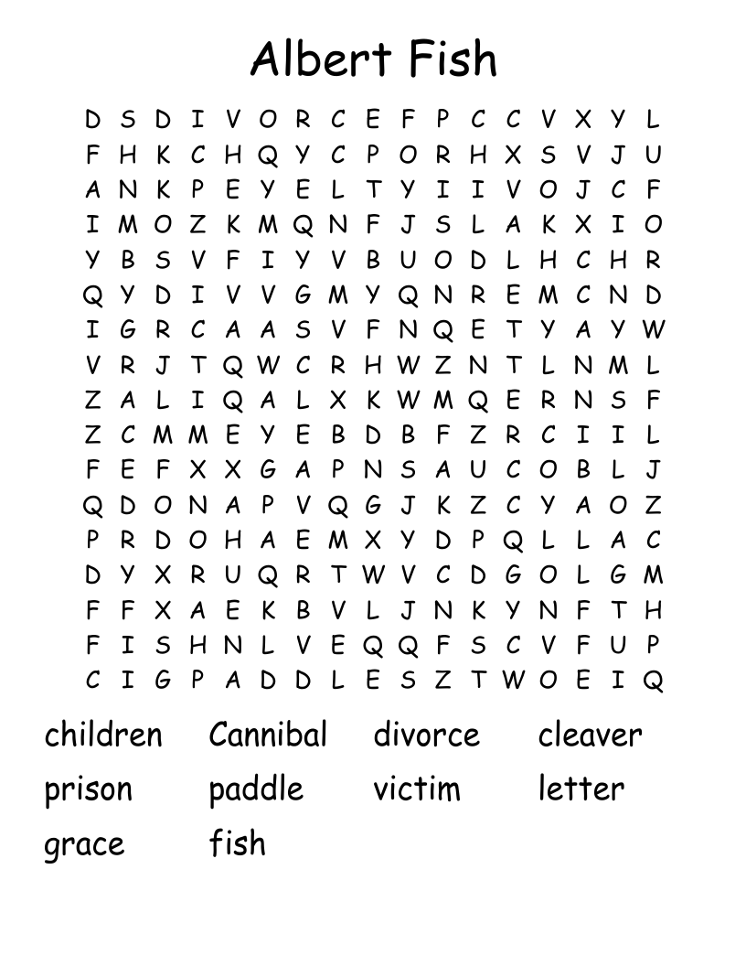 Albert Fish Word Search