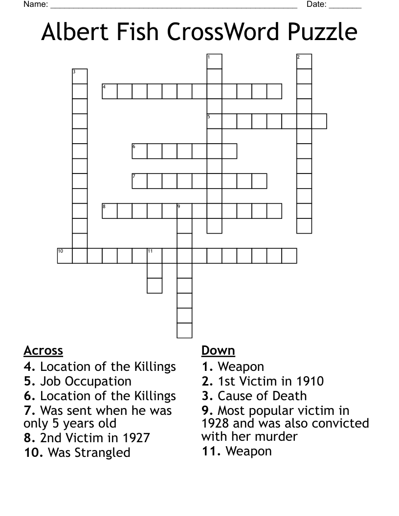 Albert Fish CrossWord Puzzle