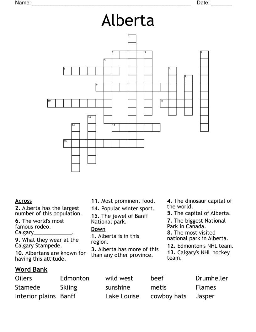 Alberta Crossword