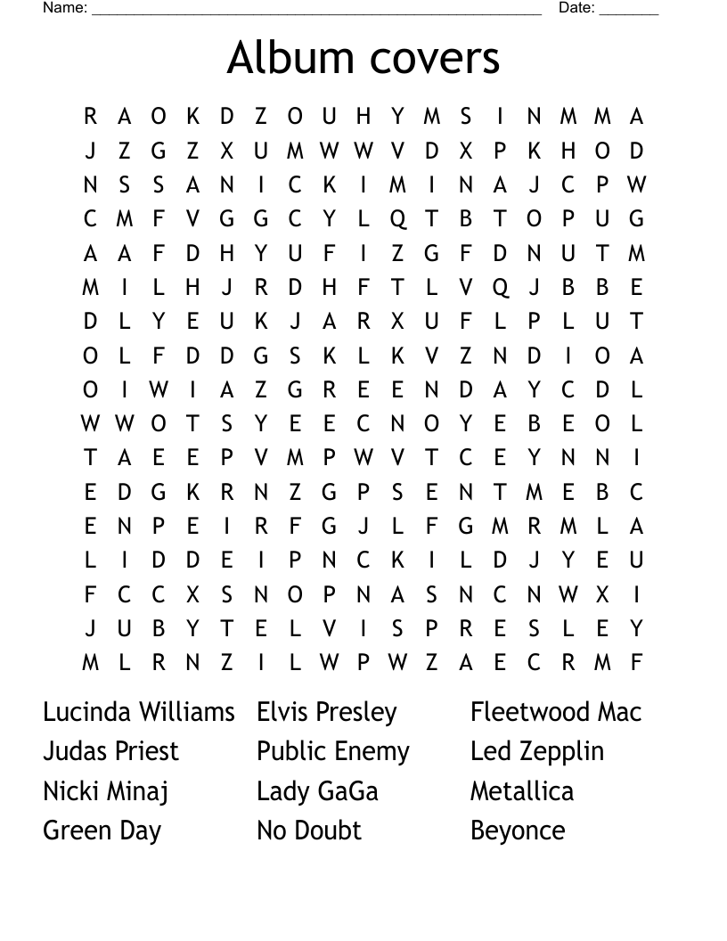 Album covers Word Search
