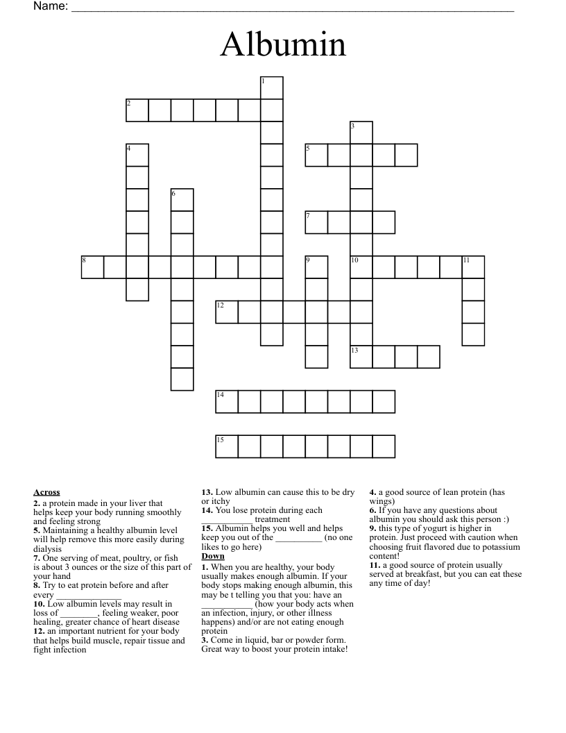 Albumin  Crossword