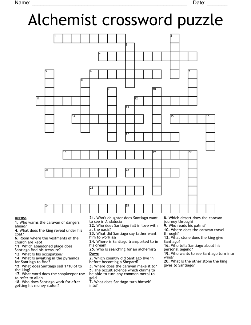 Alchemist crossword puzzle