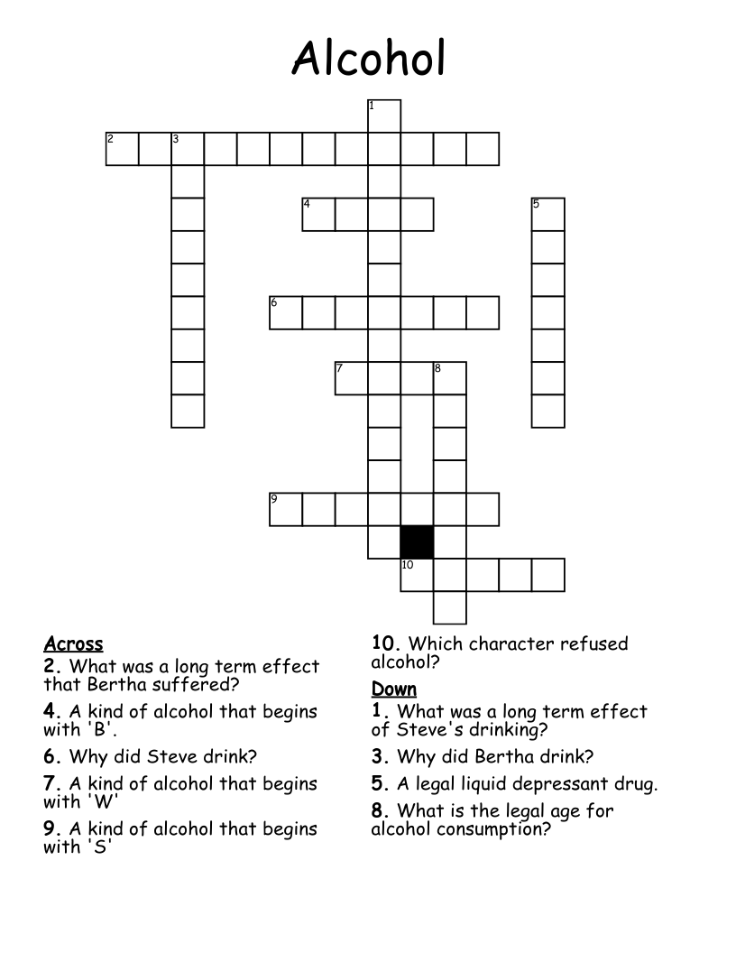 Alcohol Crossword