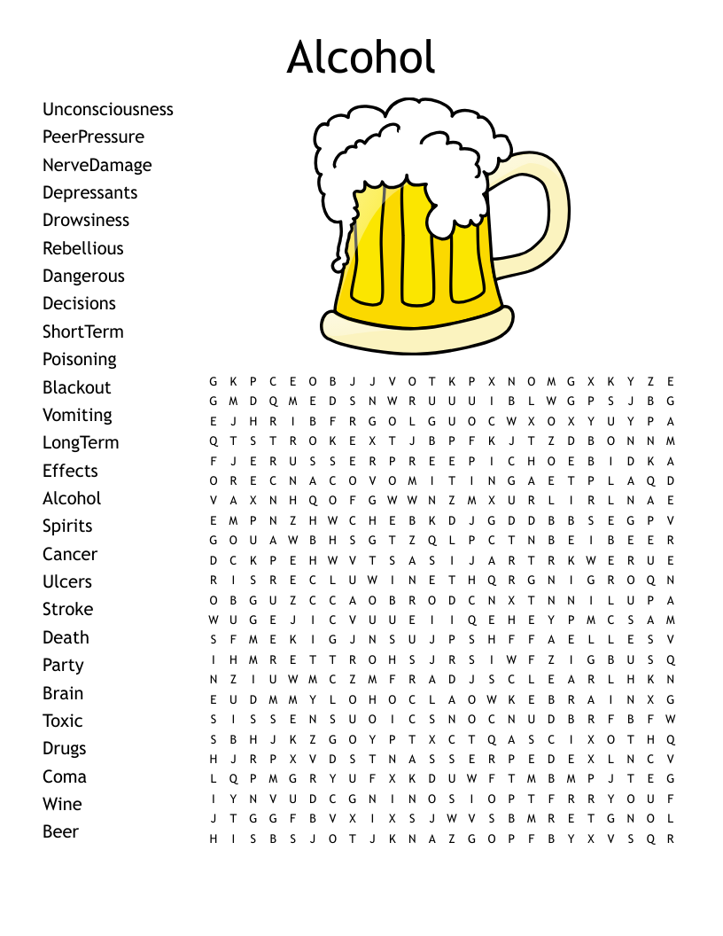 Alcohol Word Search