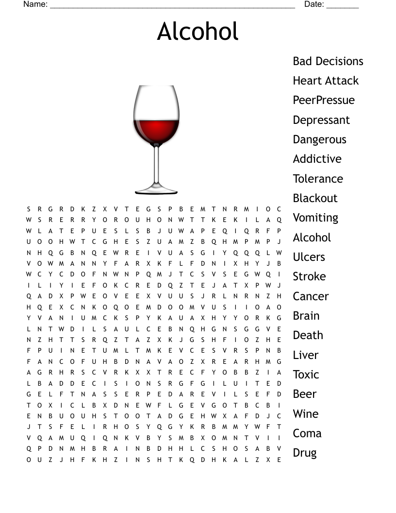 Alcohol Word Search