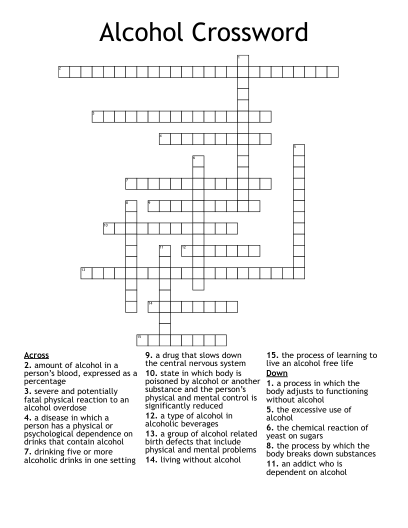 Alcohol Crossword