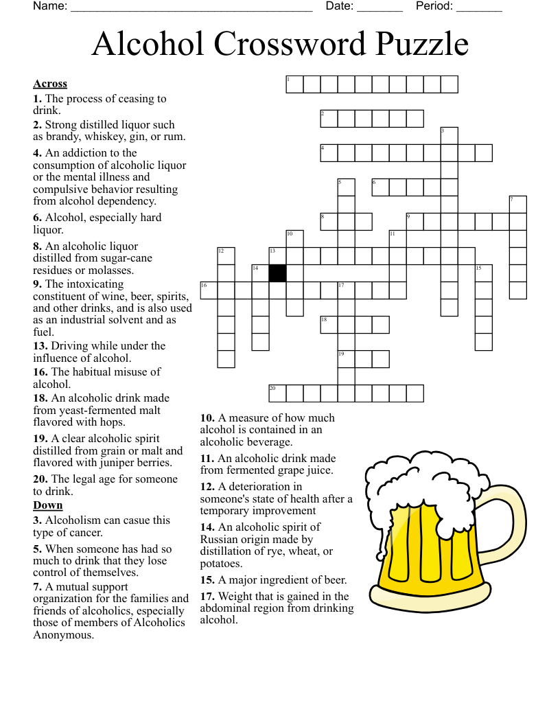 Alcohol Crossword Puzzle
