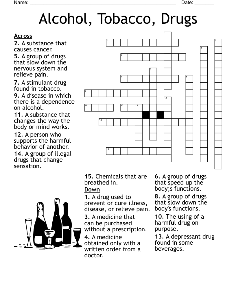 Alcohol, Tobacco, Drugs Crossword