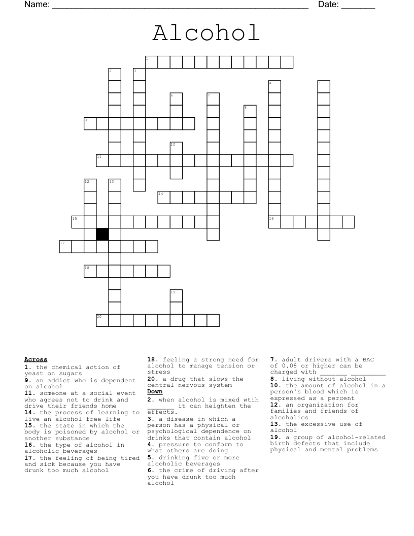 Alcohol  Crossword