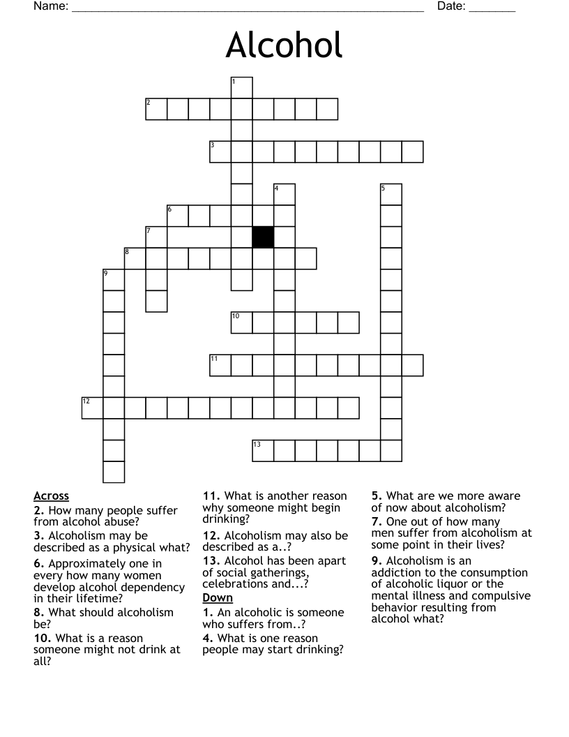Alcohol  Crossword