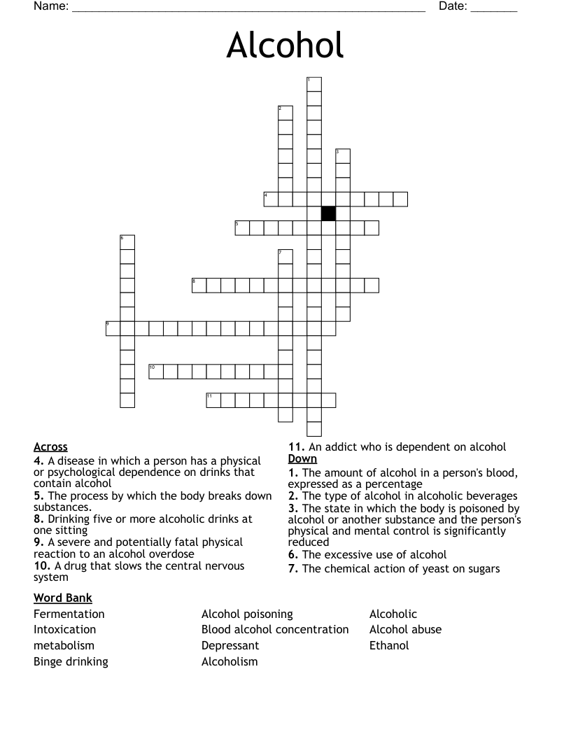 Alcohol  Crossword