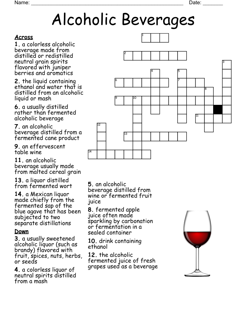 Alcoholic Beverages Crossword
