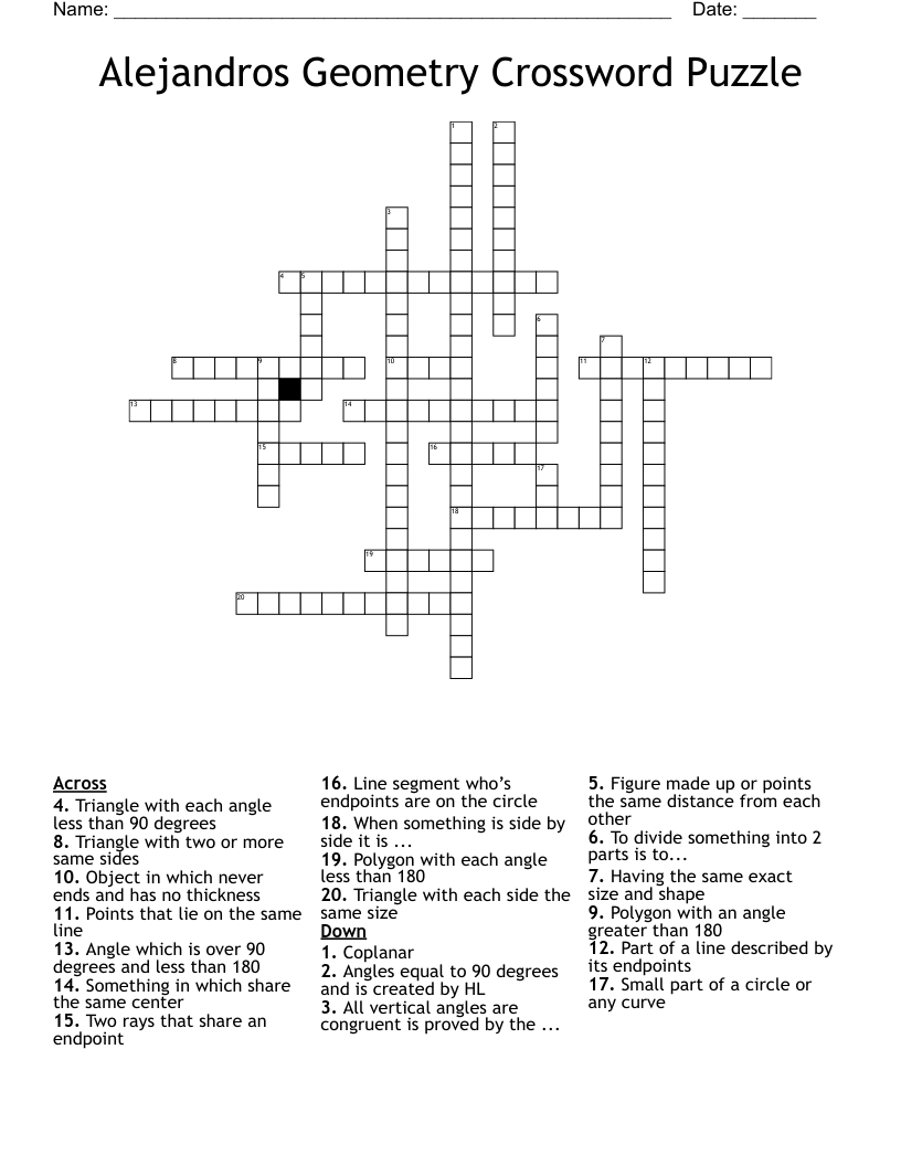 Alejandros Geometry Crossword Puzzle 