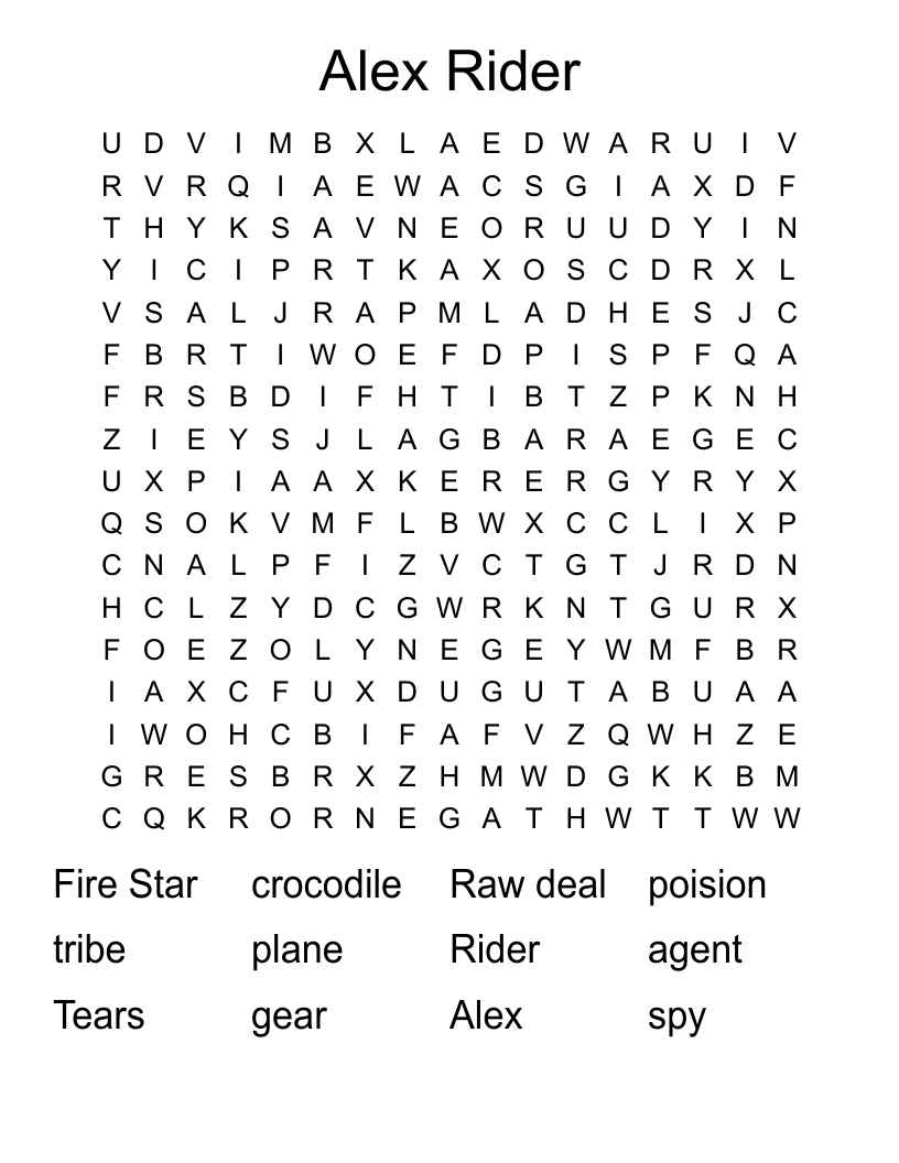 Alex Rider Word Search