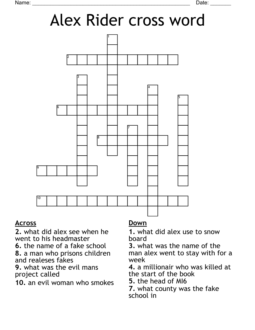 Alex Rider cross word