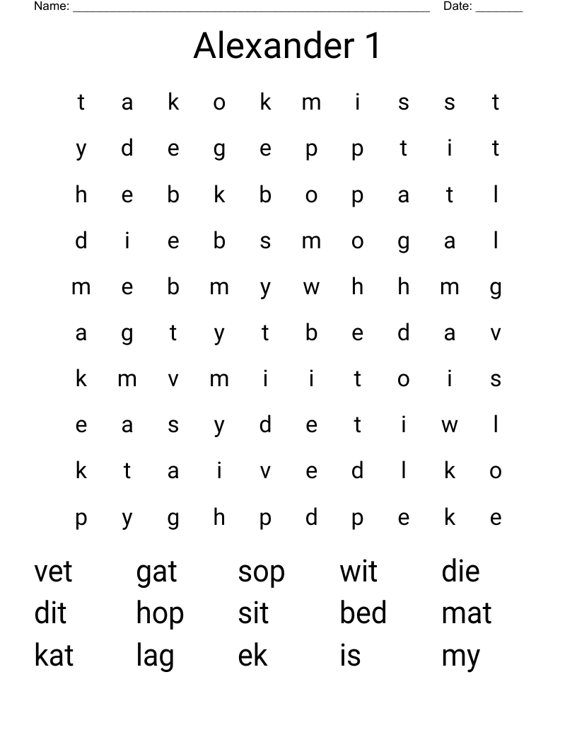 Alexander 1 Word Search