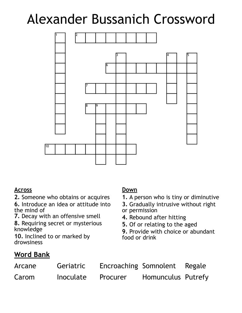 Alexander Bussanich Crossword 