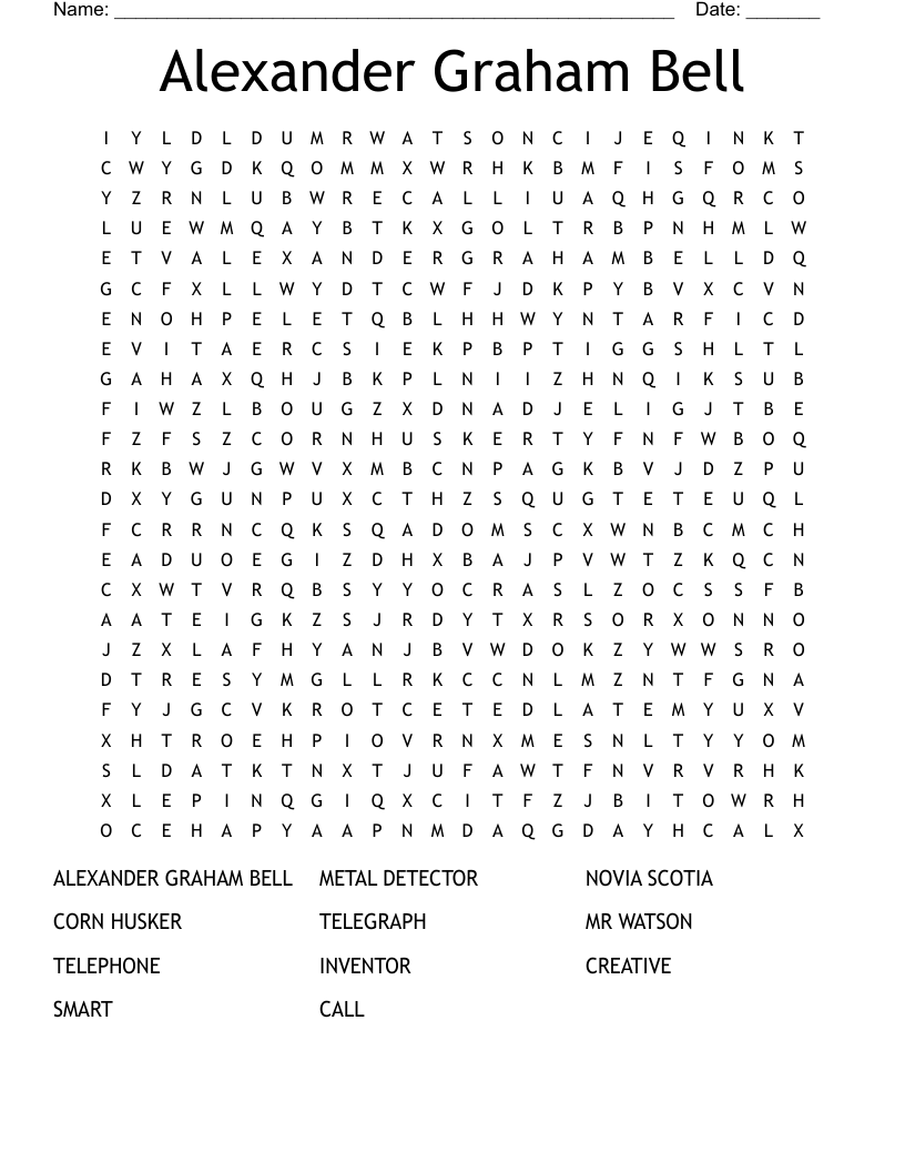 Alexander Graham Bell Word Search