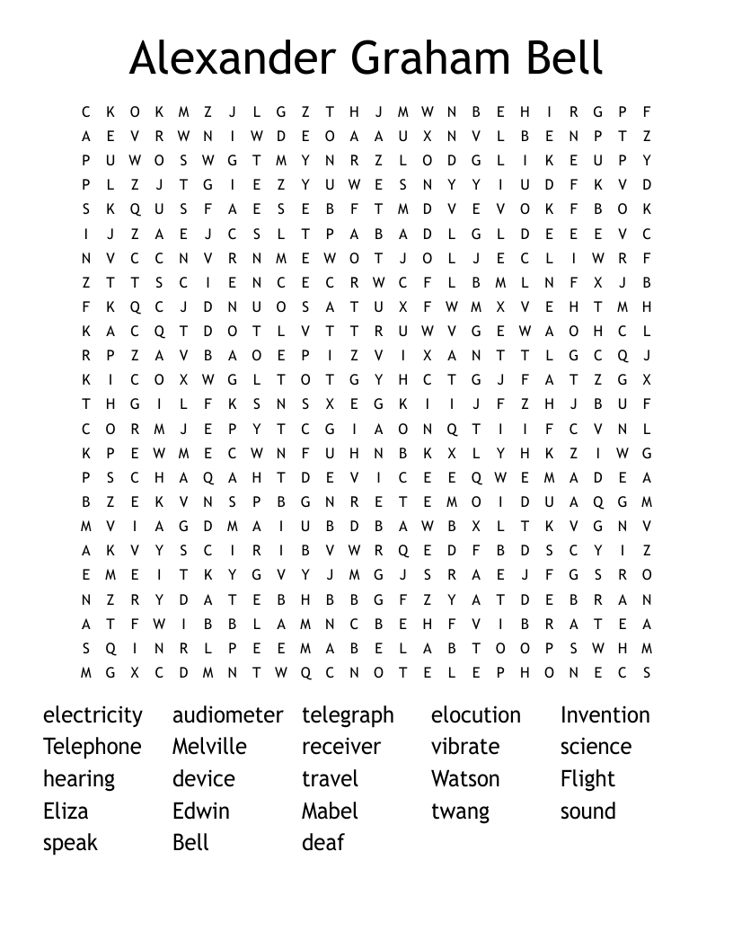 Alexander Graham Bell Word Search